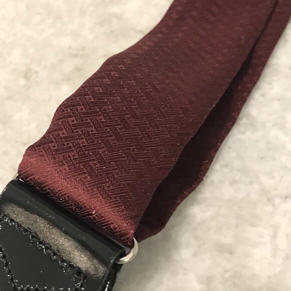 100% Silk Suspenders Mens One Size Burgundy Button End Y-Back Formal Braces - Picture 3 of 5